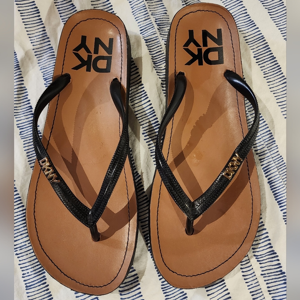 DKNY Black and Brown Sandals